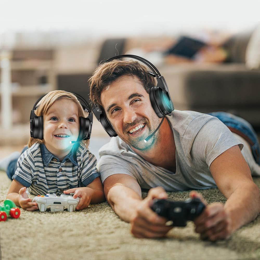 BENGOO GH1 Gaming Headset for PC, PS4 Gaming Console, USB 7.1 Surround Sound Gaming Headphones with Noise Canceling Mic, 4D Intelligent Vibration, Strong Bass, LED Light for Laptop Mac Games