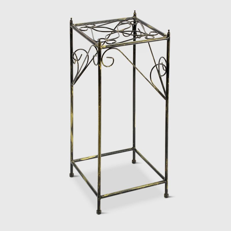 Rectangular Metal Butterfly Plant Stand - Antique Bronze