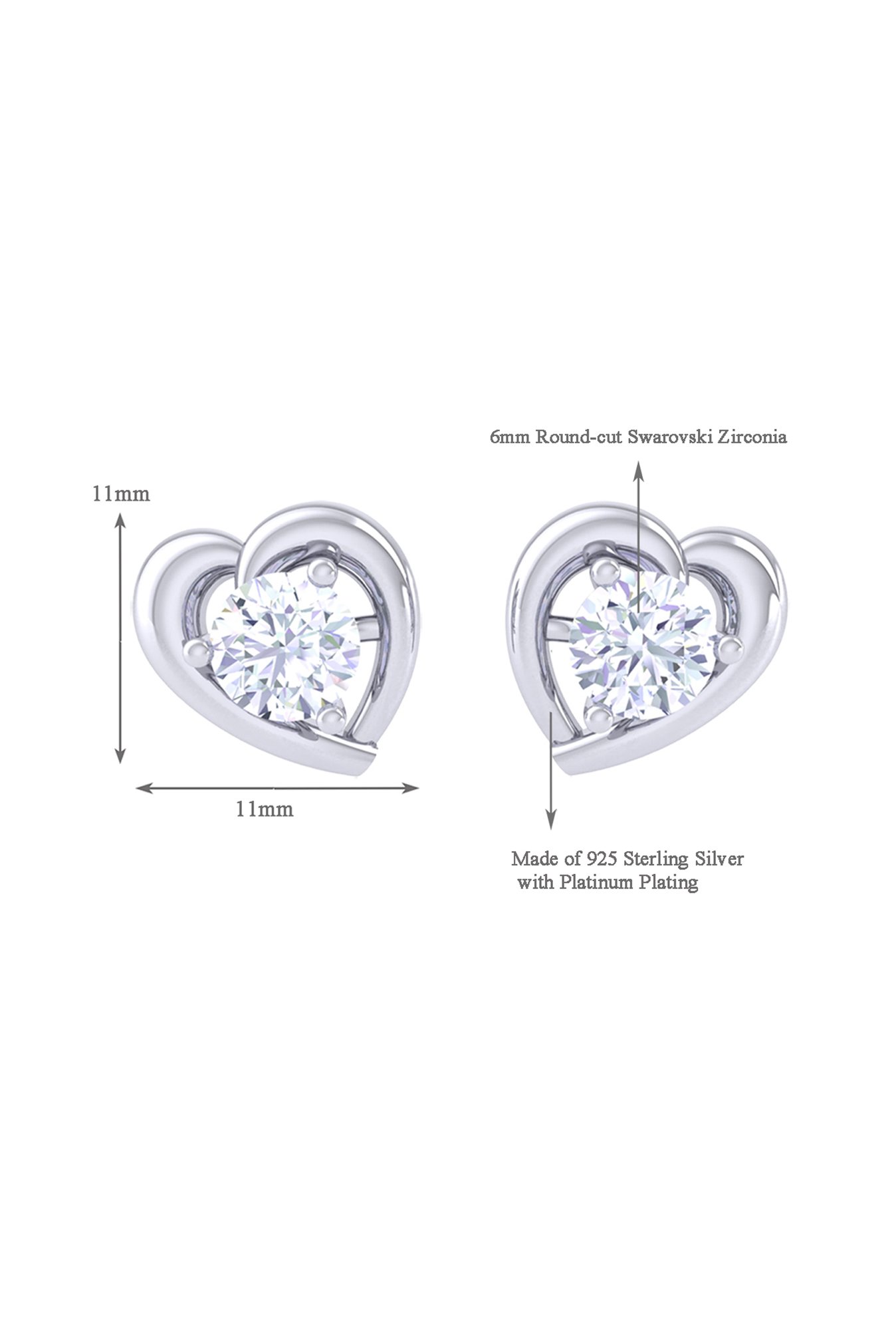 Clara Heart 92.5 Sterling Silver Earrings
