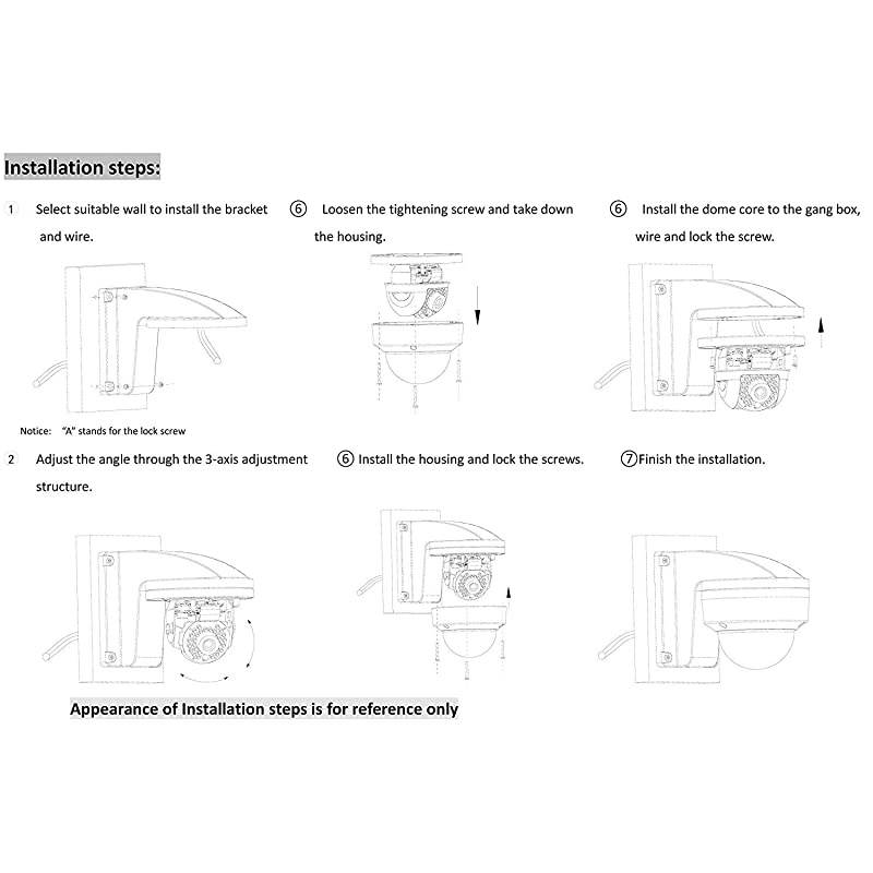 DS-1258ZJ Wall Mount Bracket for Hikvision Fixed Lens Dome IP Camera DS-2CD21x2 (8 Pack)