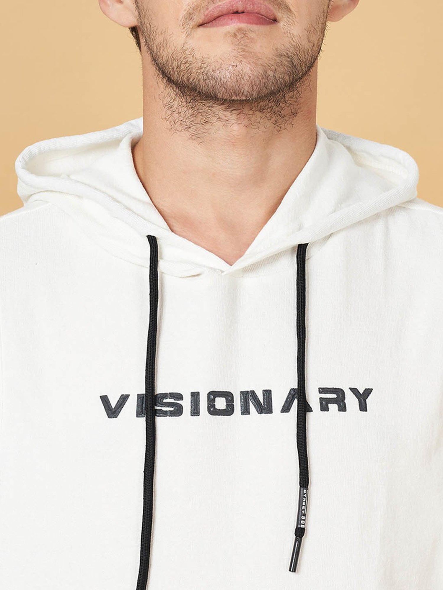 Street 808 by Pantaloons Off White Regular Fit Printed Hooded T-Shirt