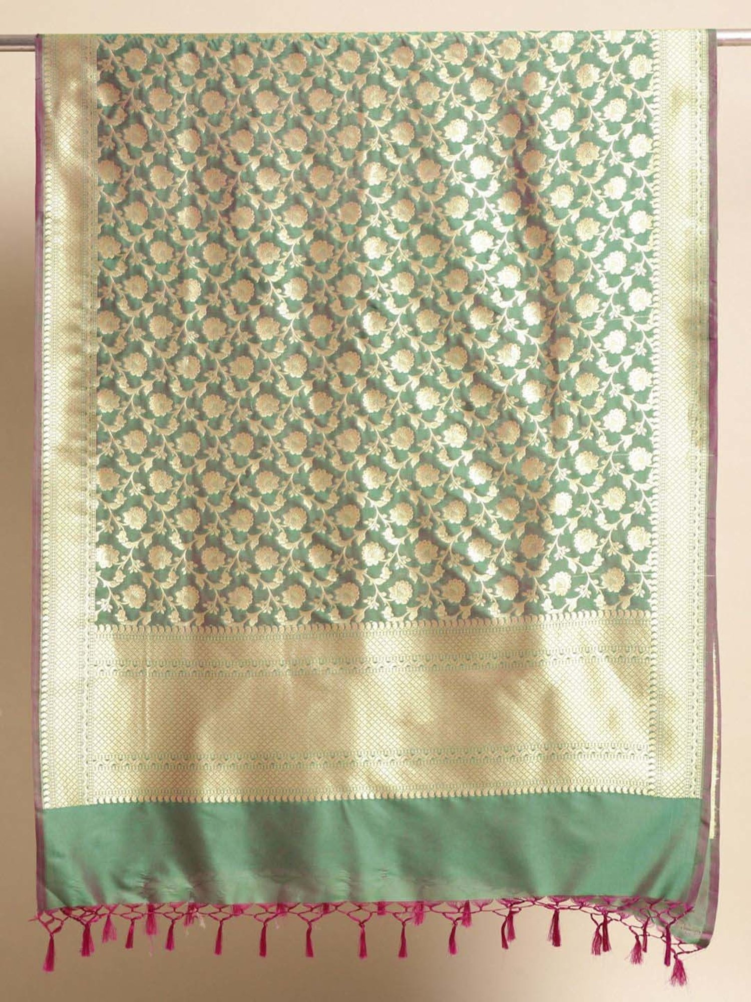 Banarasi Style Green Woven Pattern Dupatta