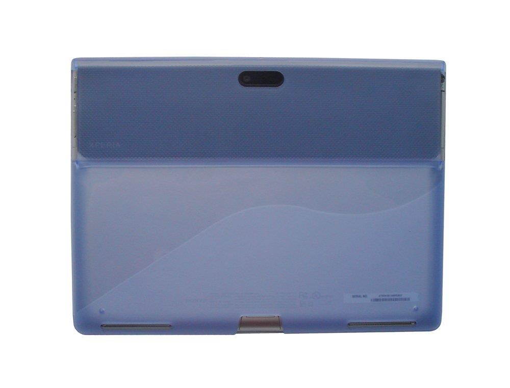 iShoppingdeals - Blue Gel TPU Cover Case and Multi-Angle View Tablet Stand Holder for Sony Xperia Tablet S (SGPT121US/SGPT122US/SGPT123US)