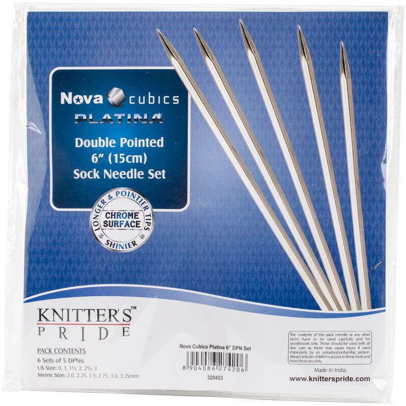 Knitter's Pride-Cubics Platina Double Pointed Needles Set 6"-Socks Kit