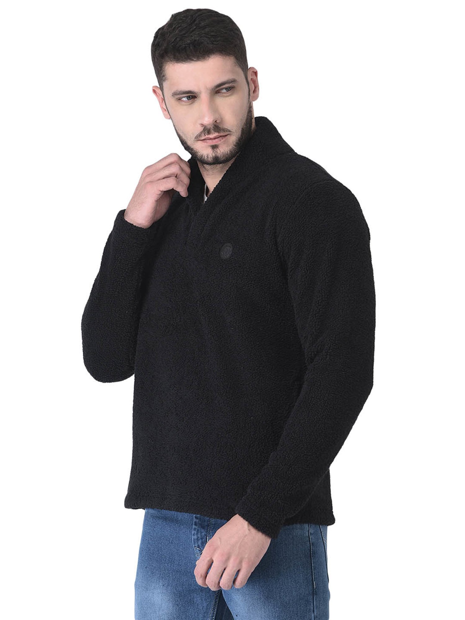 Woodland Black Regular Fit Regular Fit Sweater