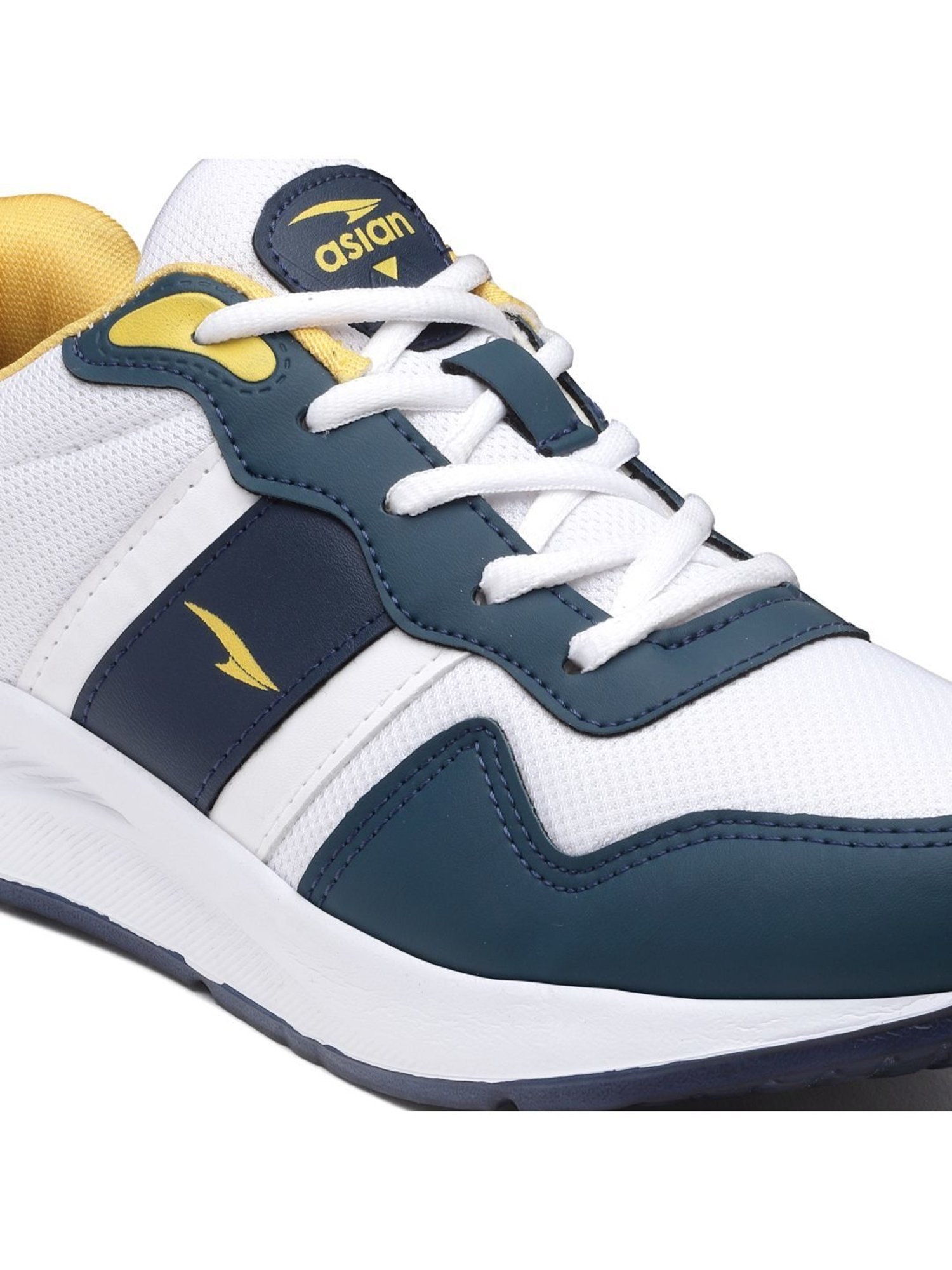 Asian Men's White & Navy Casual Sneakers