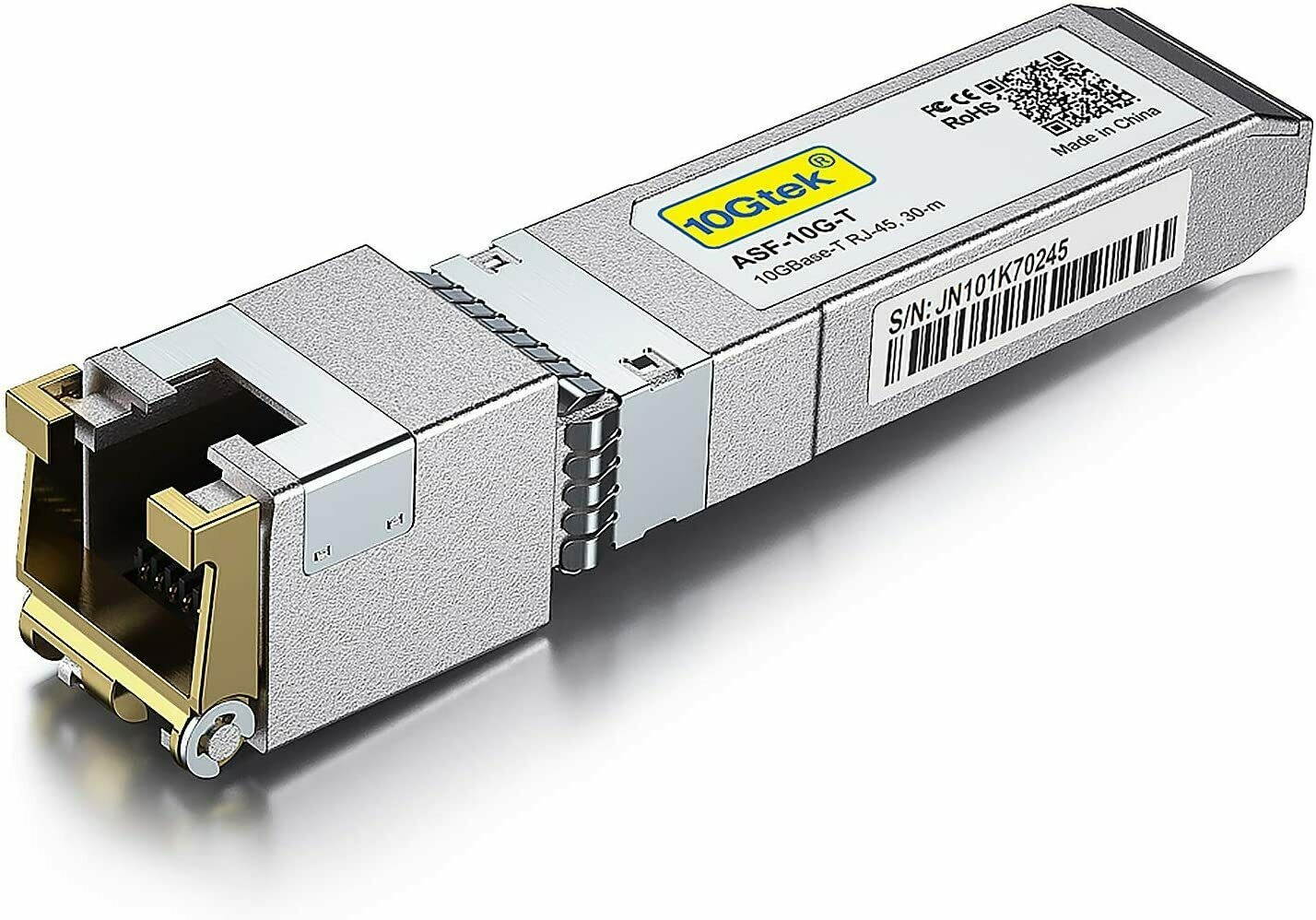 10GBase-T SFP+ Transceiver Module, 10G T, 10G Copper, RJ-45 SFP+ CAT.6a, up to 30 Meters, Compatible with Arista SFP-10GE-T