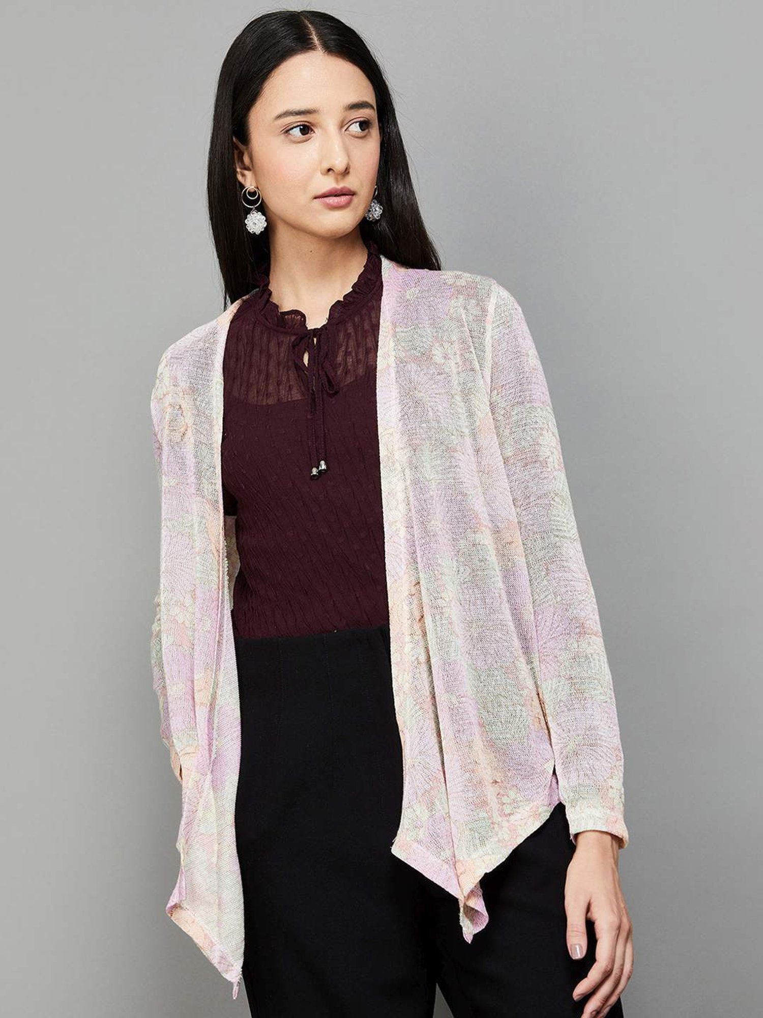 Code by Lifestyle Pink Cotton Printed Shrug