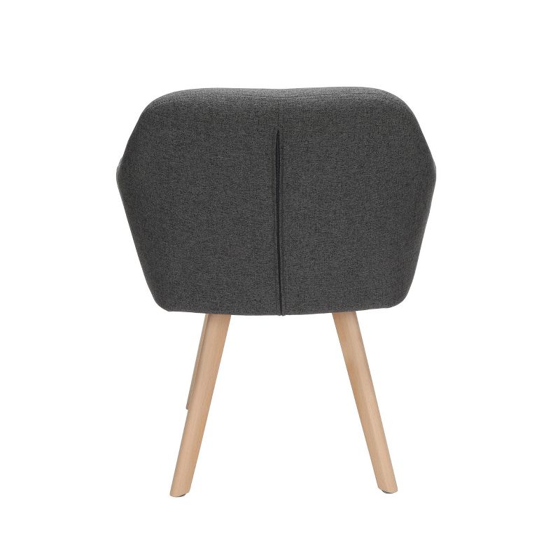 Set of 2 Tufted Fabric Mid-Century Modern Accent Chair with Arms Dining Chair Solid Beechwood Legs Dark Gray - OFM