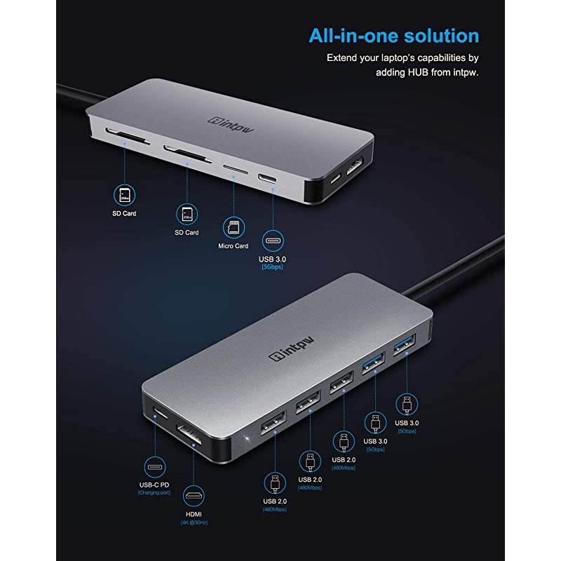 USB C Hub 11in1 USB Type C Adapter to HDMI 4K3 SDMicroSD Card Readers87W Power Delivery Charging Port for MacBook Pro 2018 Chromebook XPS Nintendo Switch and MoreSpace Grey