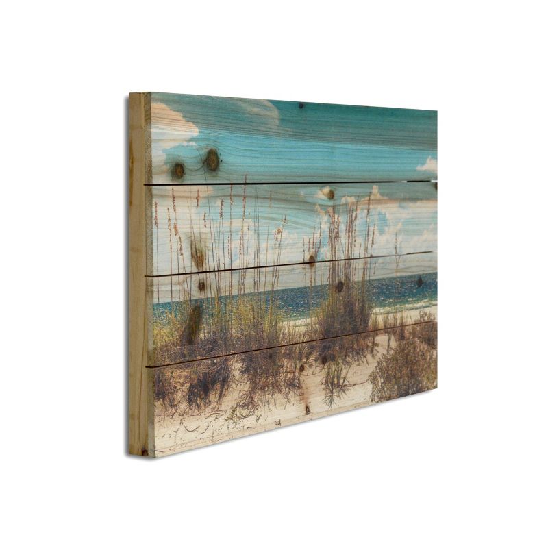 12" x 18" Sand Dunes Print on Planked Wood Wall Sign Panel Blue - Gallery 57