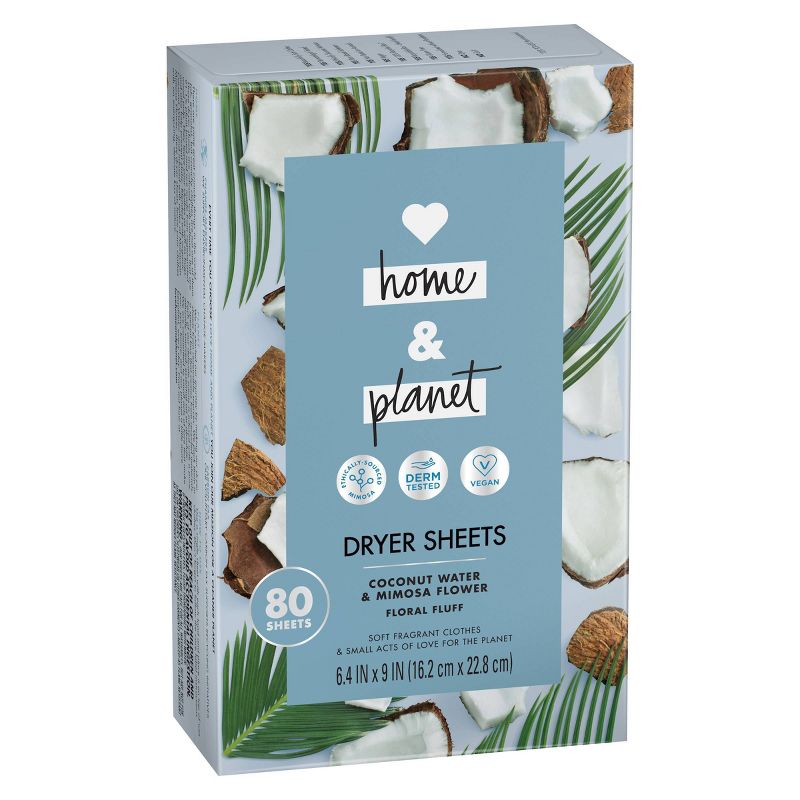 Love Home & Planet Coconut Water & Mimosa Flower Dryer Sheets - 80ct