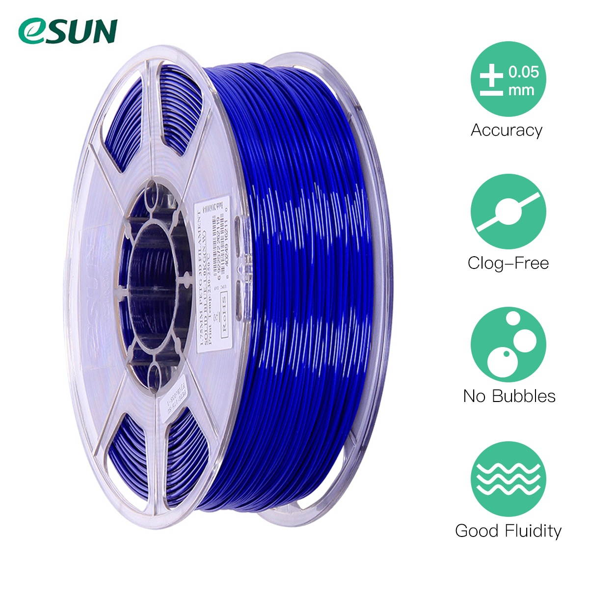 eSUN PETG 1.75mm 3D Printer Filament Printing Consumables Dimensional Accuracy: +/- 0.05mm 1kg(2.2lb) Spool Material Refills Solid Green