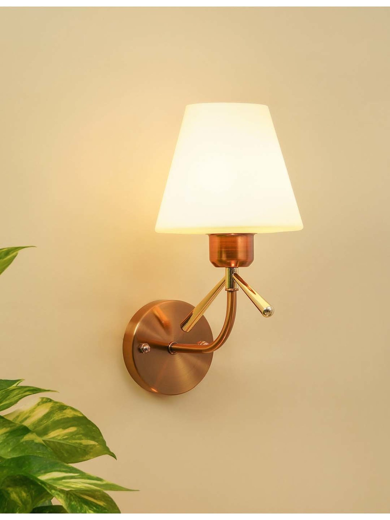 Kapoor E Illuminations 'Eniola' White & Golden Metal Wall Light - Set of 1