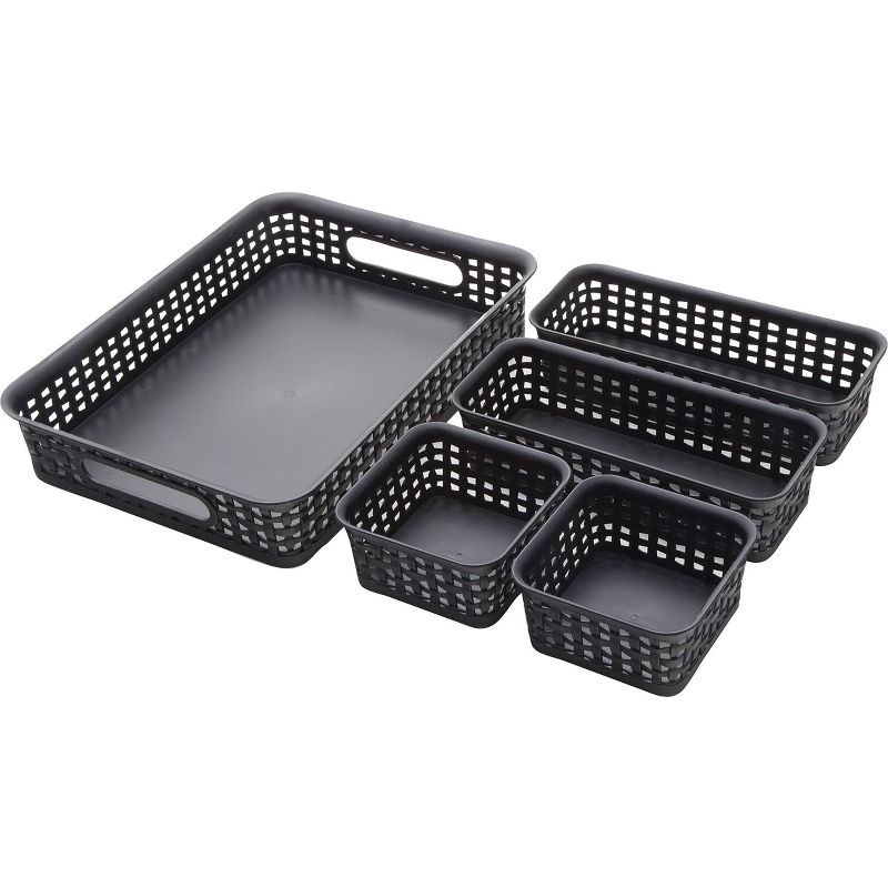 Advantus Thinkspace Plastic Weave Bins, Black, 5/Pack 37530