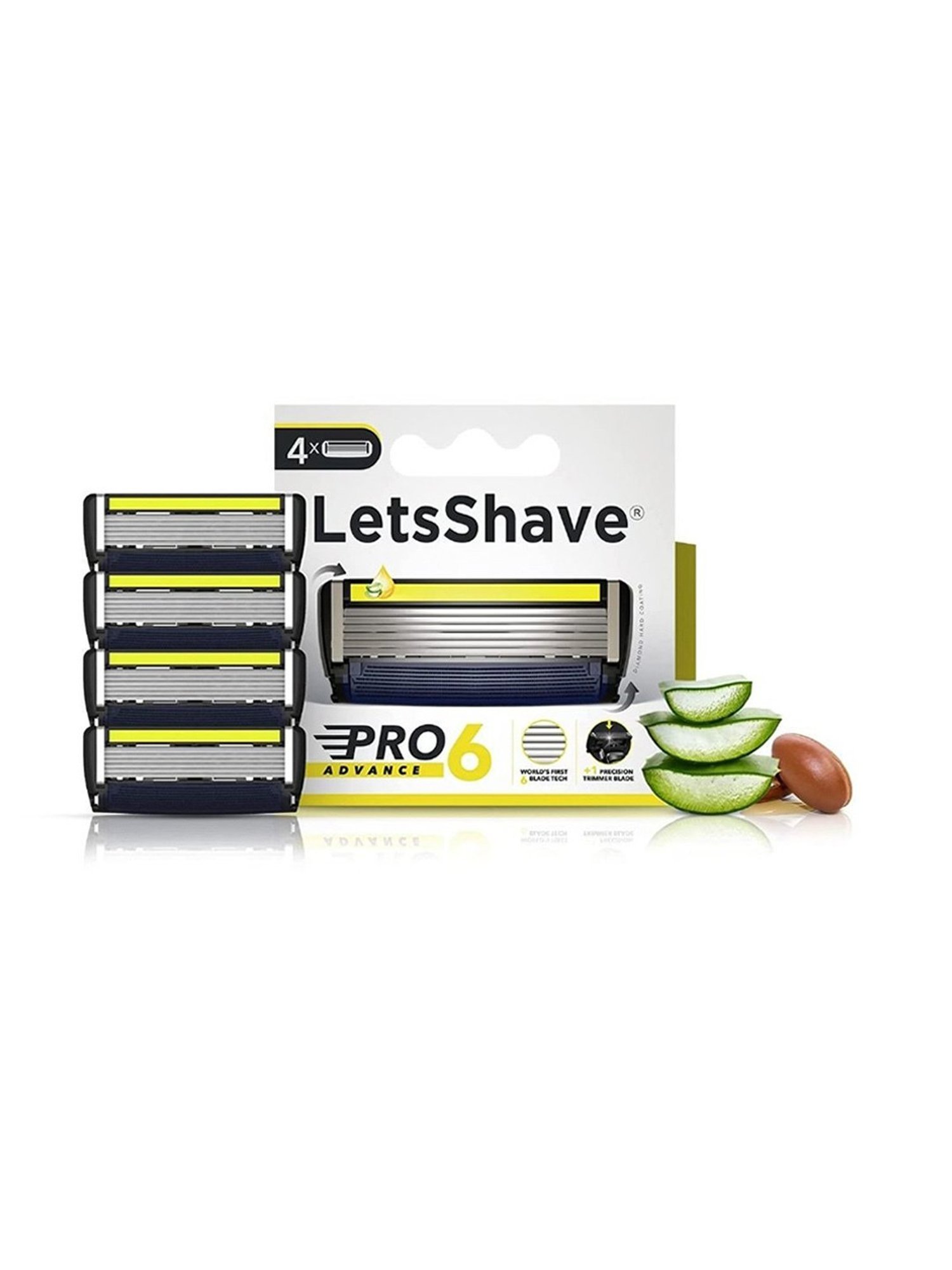 LetsShave Pro 6 Advance Shaving Blades - Pack of 4 (Yellow/Black)