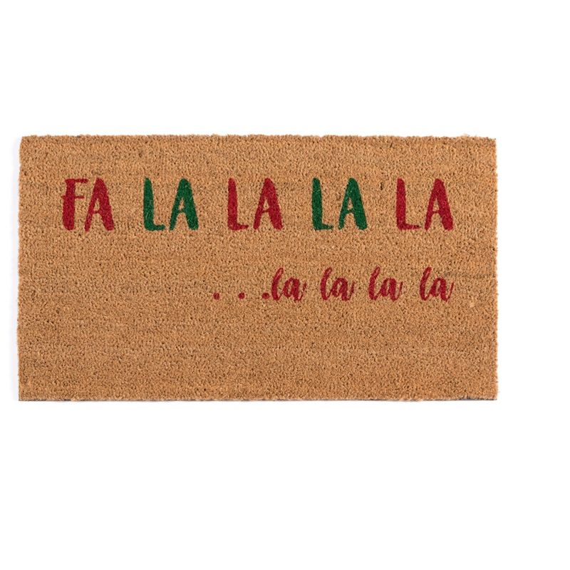 "Fa La La La La" Holiday Doormat  - Brown - Shiraleah