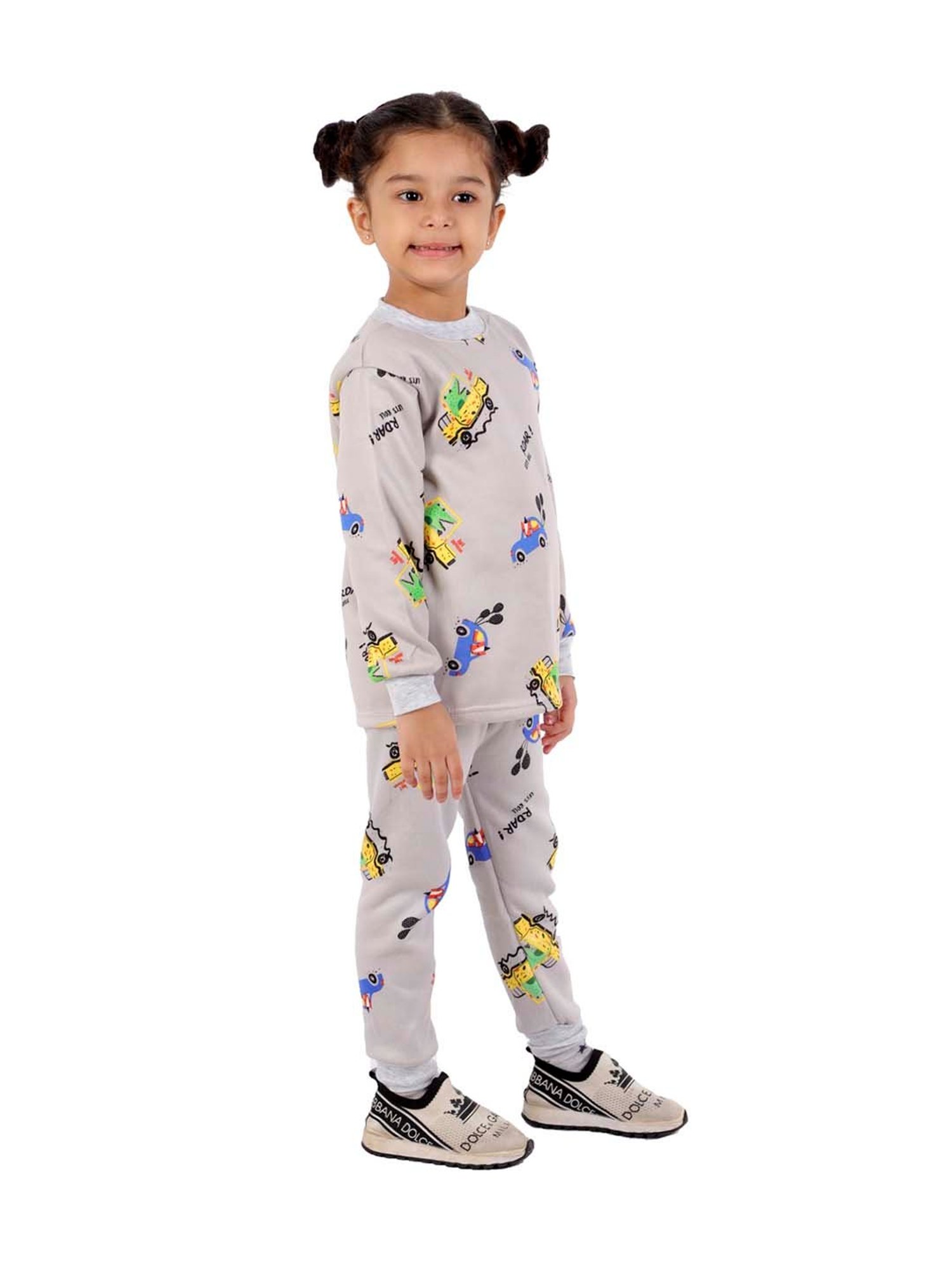 Ahhaaaa Kids Grey Printed Sweatshirt with Joggers
