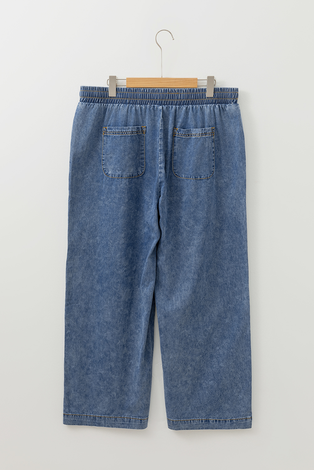 Dark Blue Plus Size Stitching Washed Flare Jeans