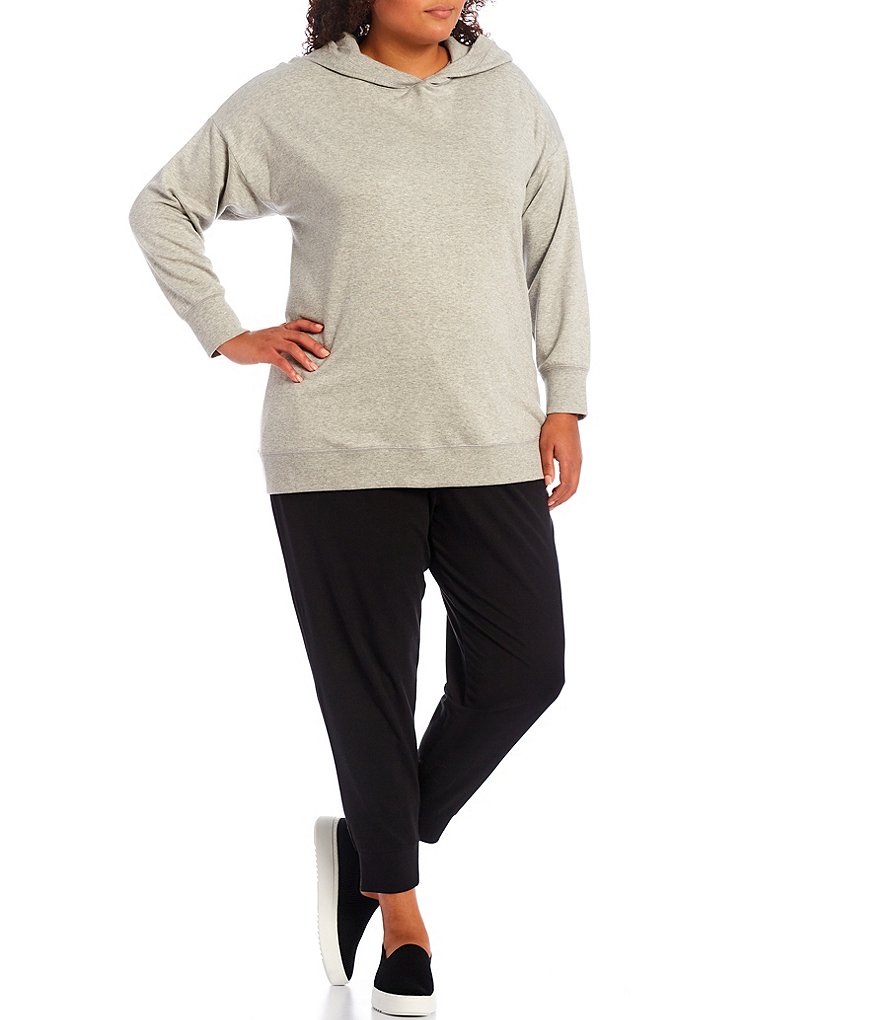 Democracy Plus Size Floral Print 3/4 Puff Sleeve V-Neck Knit Top