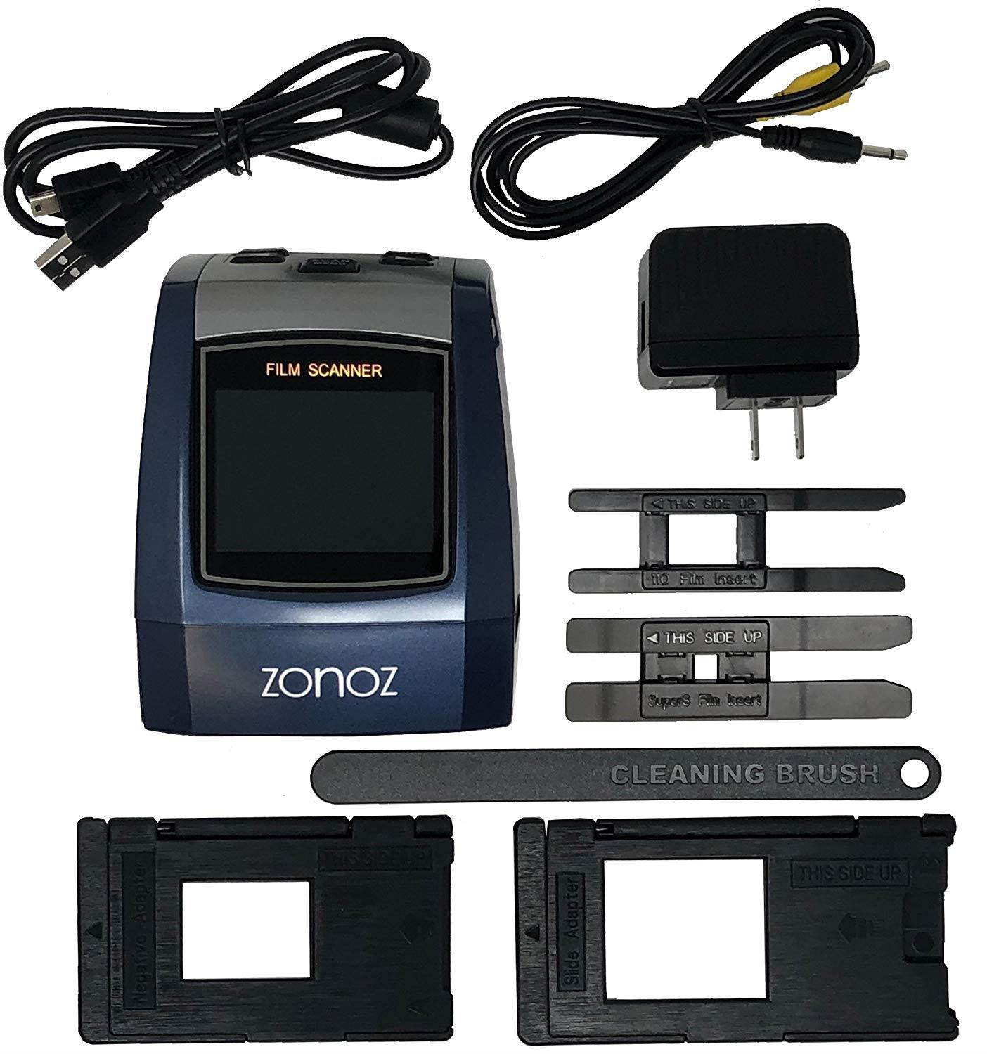 ZONOZ FS-3 22MP All-In-1 Film & Slide Converter Scanner w/Speed-Load Adapters for 35mm, 126, 110 Negative & Slides, Super 8 Films - Includes Worldwide Voltage 110V/240V AC Adapter (Blue)