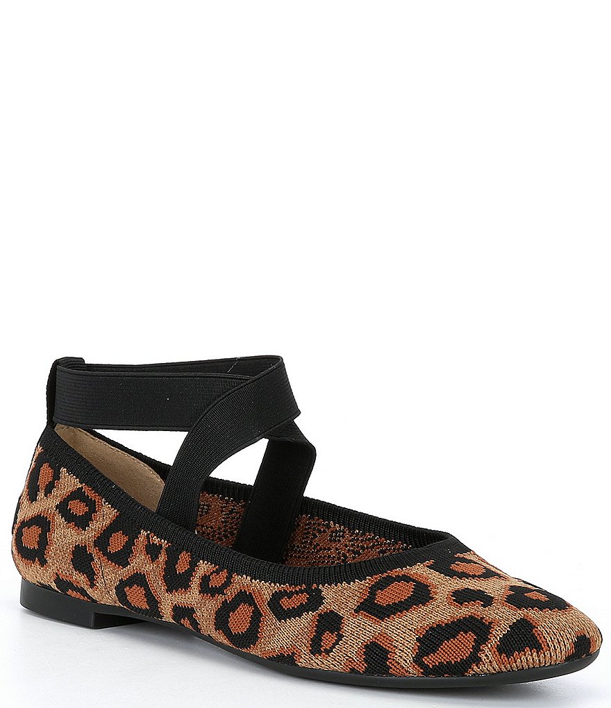 Antonio Melani Brennlee-A Leopard Print Knit Elastic Ankle Flats