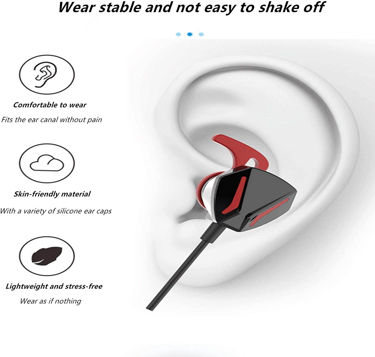 LTXHorde Wired Gaming Earplugs 10mm Driver Unit, Strong Bass, High Fidelity Sound Quality, Detachable Noise-Cancelling Microphone, Ideal Headset for Playing Games, Suitable for 3.5mm Audio Jack