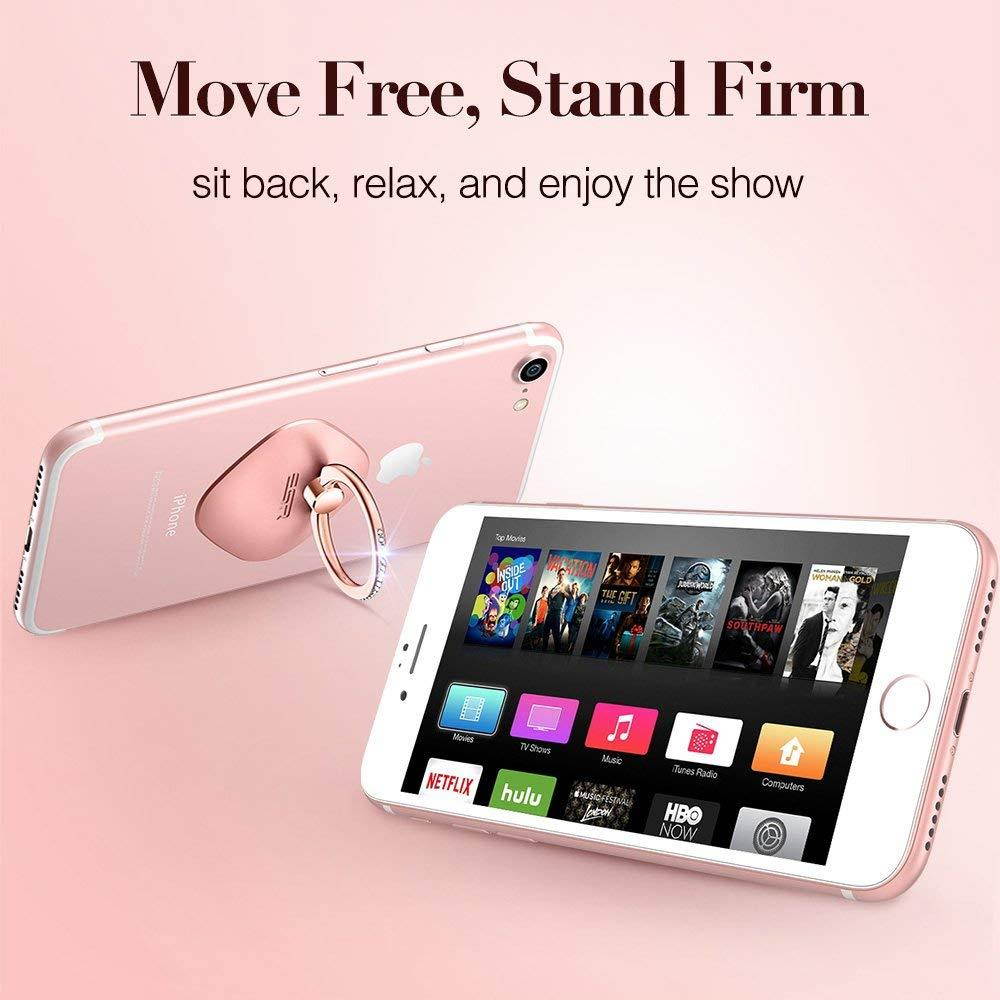 ESR Phone Ring Stand with Bling Crystals, 360&deg; Rotation Ring Holder Finger Grip [Washable] [Removable] Universal Zinc Alloy Kickstand for iPhone 7 7 Plus 6s Galaxy S8 S7 Edge- Rose Gold