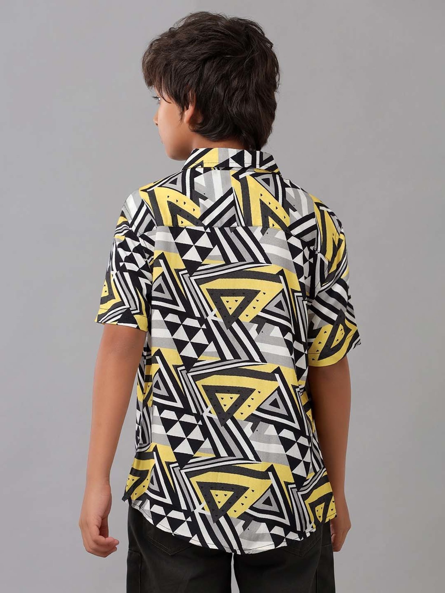 Under Fourteen Only Kids Yellow & Grey Printed Shirt