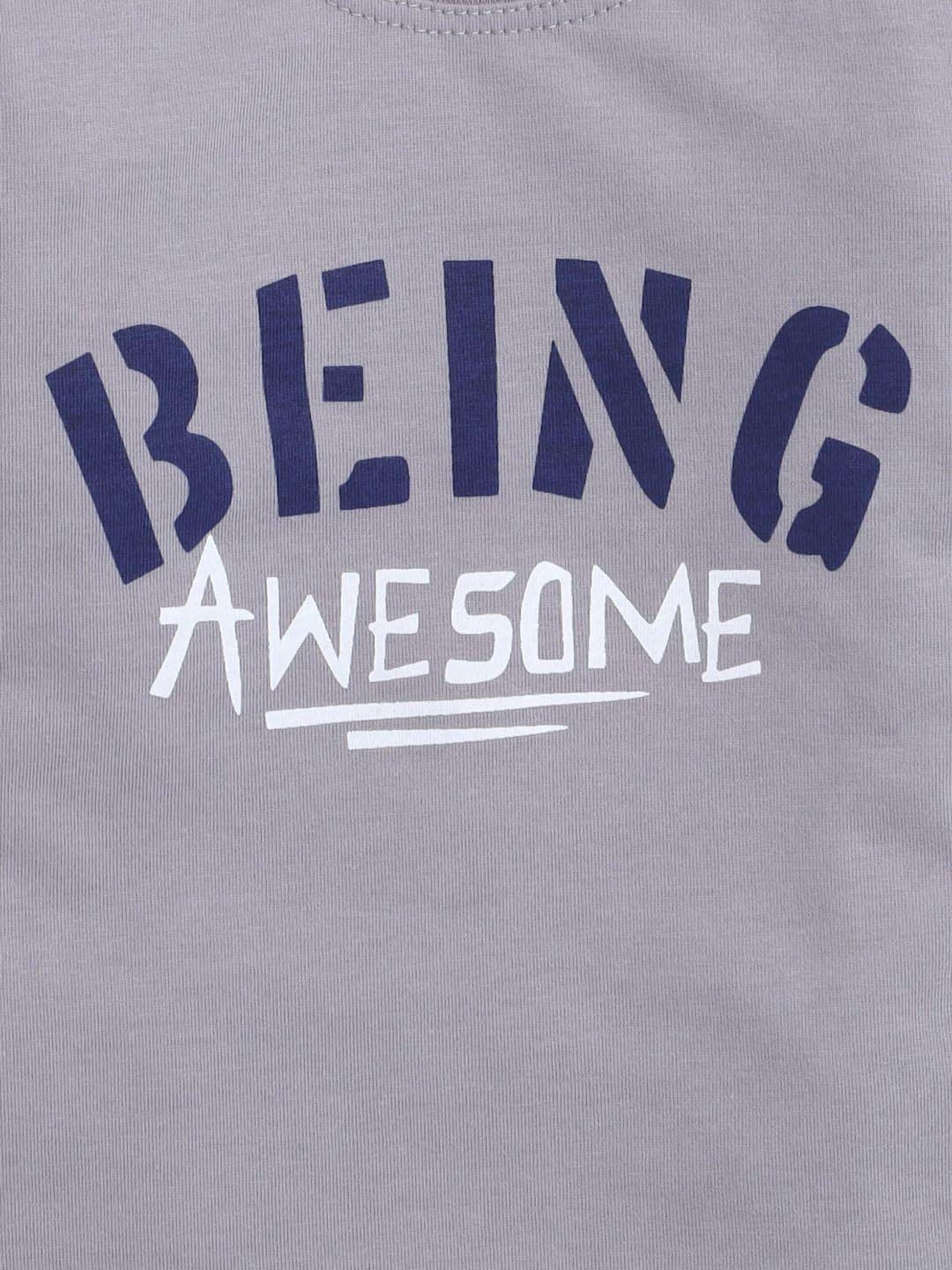 Fourfolds Unisex Grey Printed T-Shirt