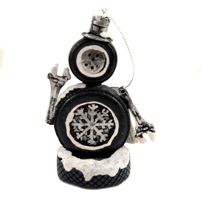 Holiday Ornament 4.5" Snowman Tire Ornament Wrench Snowflake Hubcaps  -  Tree Ornaments