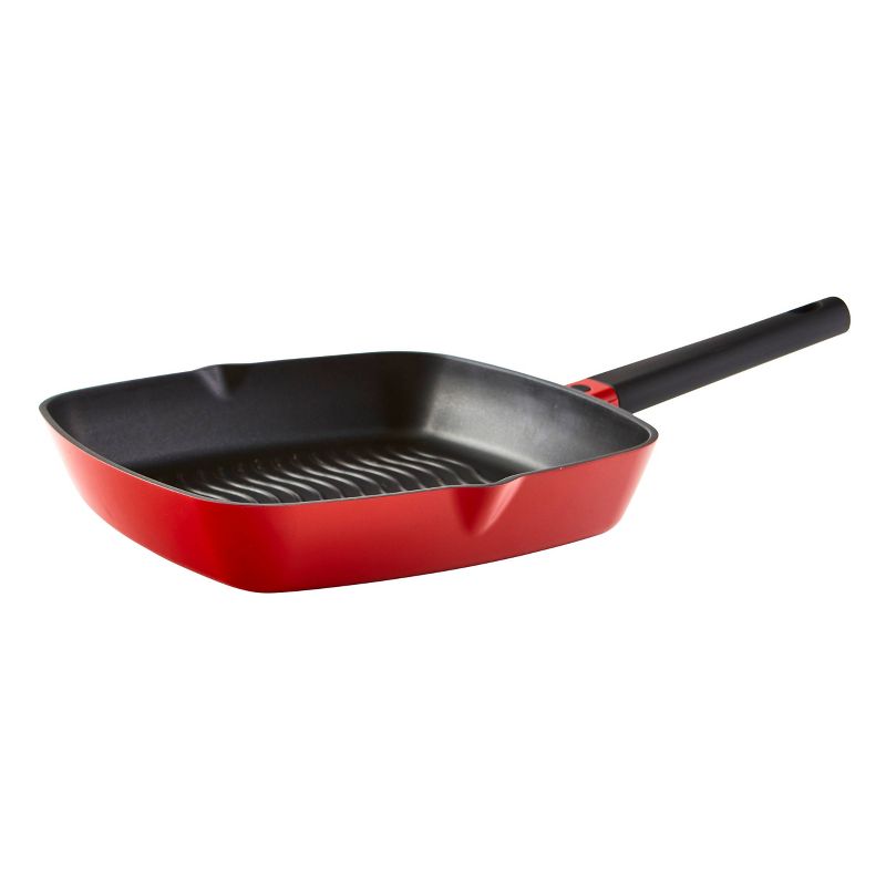 Imusa 11" Red Cast Aluminum Square Grill Pan with Soft Touch Handle