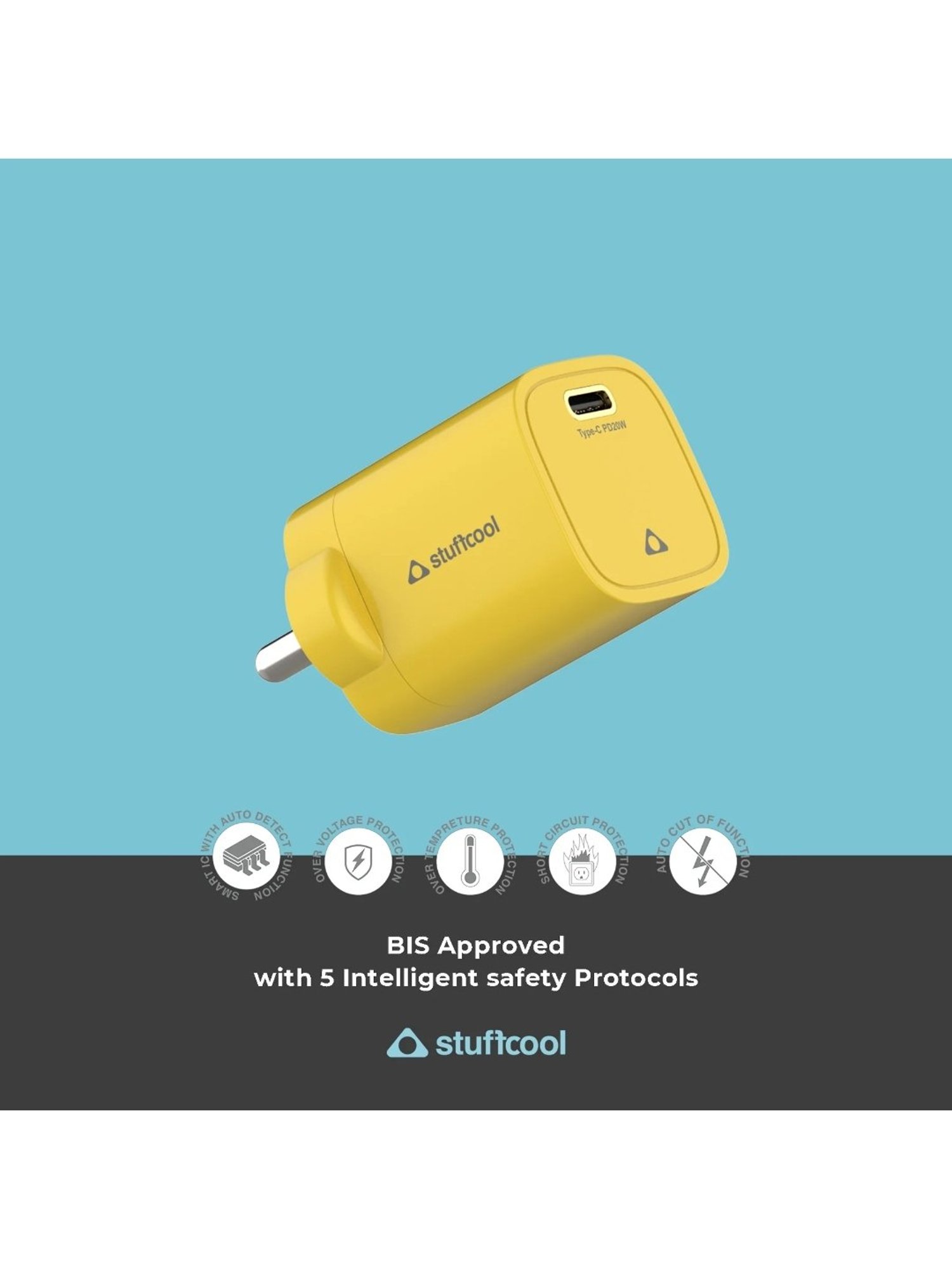 Stuffcool Nuevo PD 20W Smallest Wall Charger (Light White)