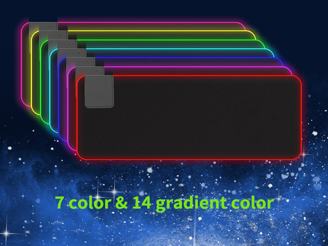 2-in-1 luminous mobile phone personality wireless charger new RGB four-sided oversized rubber LED waterproof non-slip gaming mouse pad A