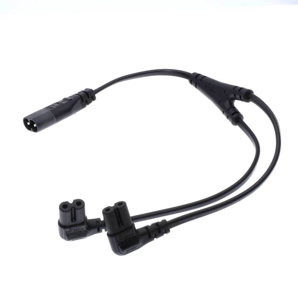 IEC 320 C8 to Dual C7 Y Split Power Cord, Figure 8 Male to Double Female 1-in-2 Out AC Power Cord, IEC320 C8 to 2X C7 Y Split AC Cord (C8 to 2XC7)