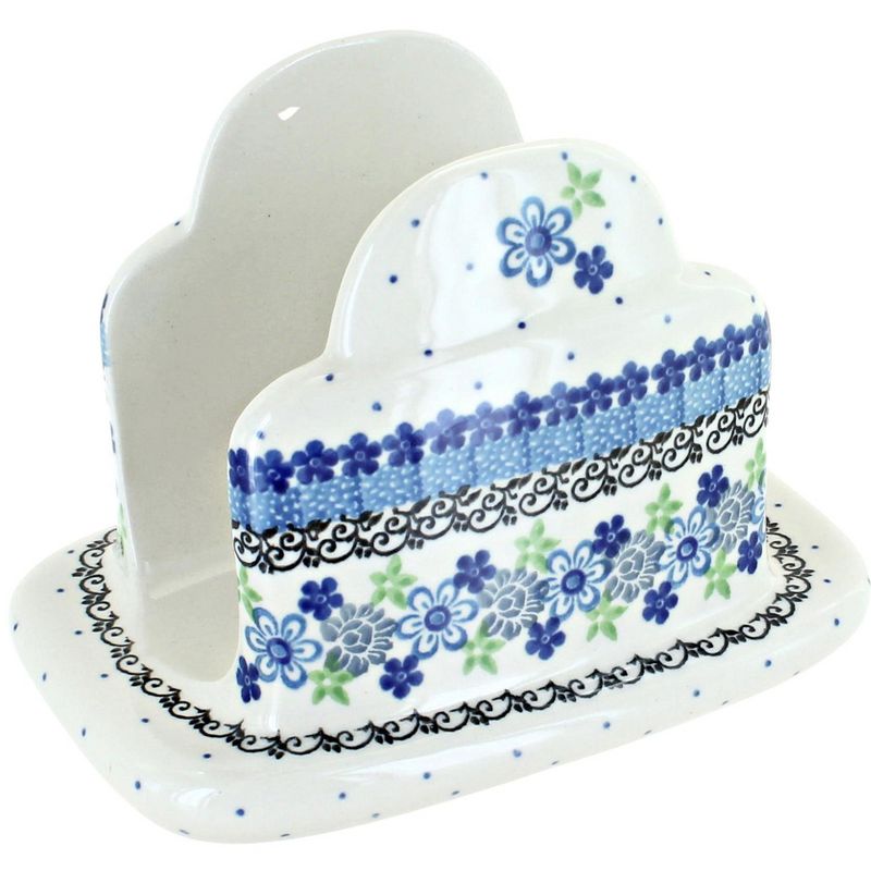 Blue Rose Polish Pottery Eliza Napkin Holder