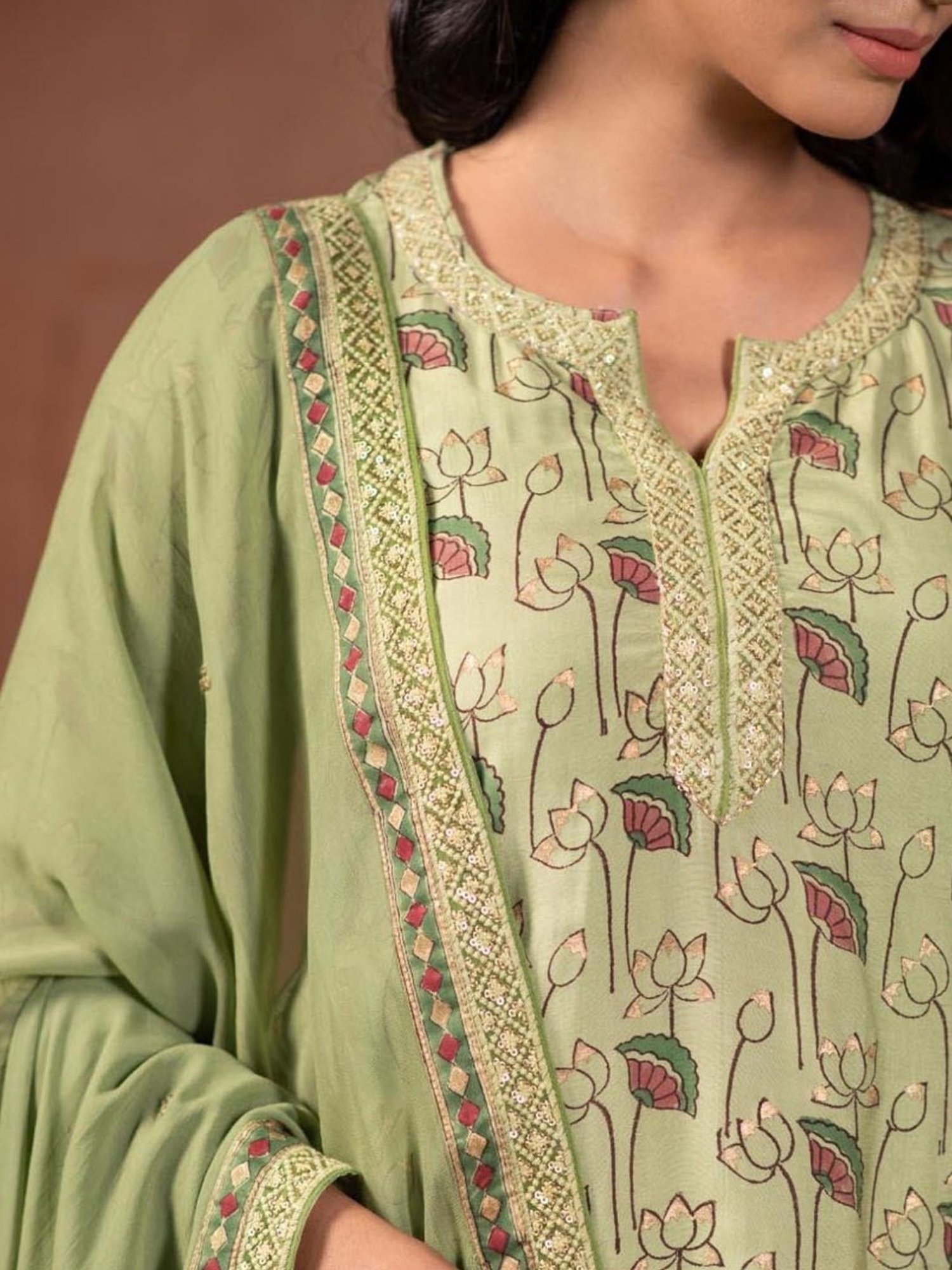 Prakriti Jaipur Green Kamal Kurta
