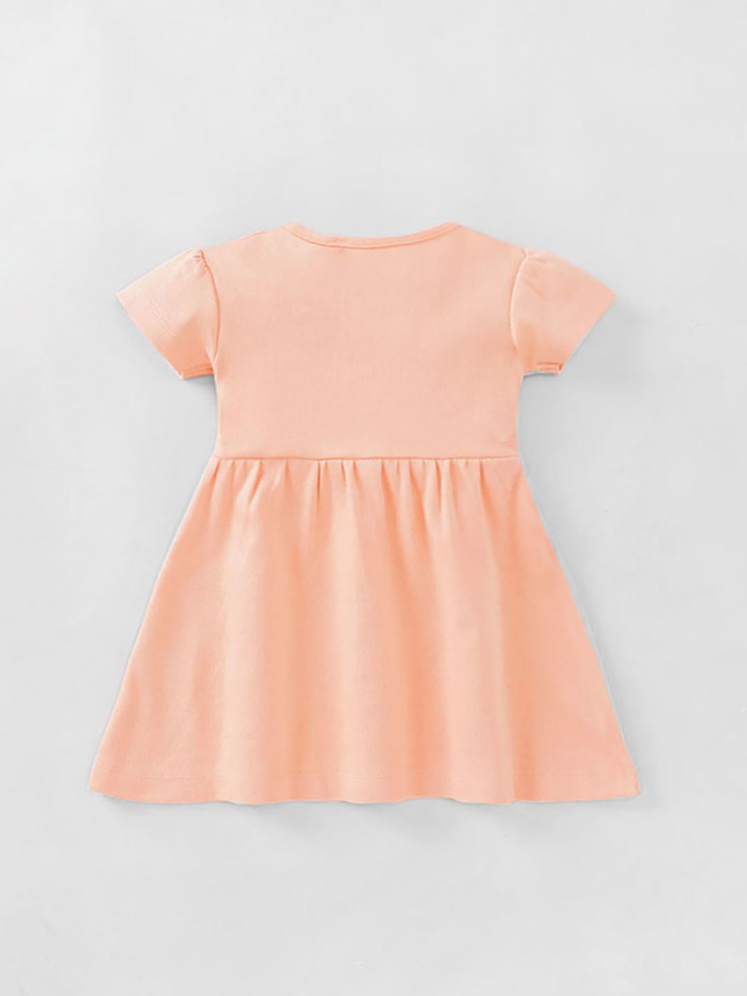 Ed-a-Mamma Baby Peach & Grey Printed Dress (Pack Of 2)