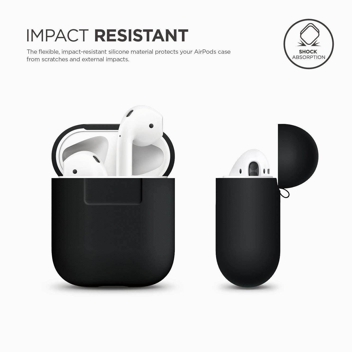 elago AirPods Silicone Case [Black] - [Extra Protection] for AirPods Case