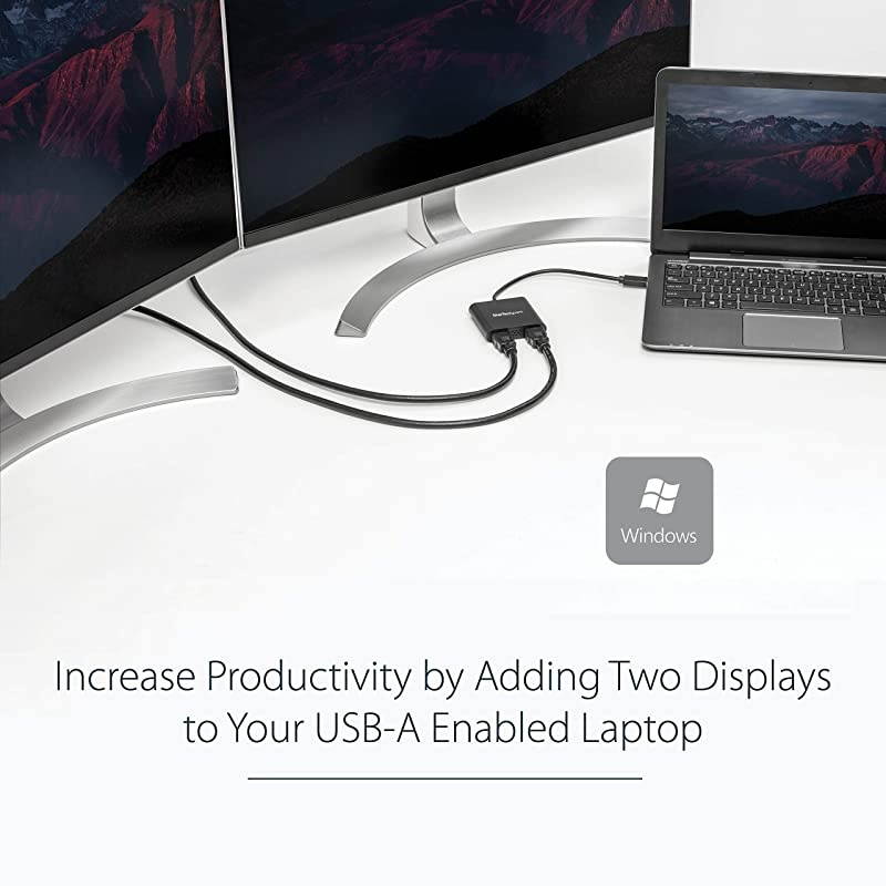 com USB 30 to Dual HDMI Adapter Windows Only 4K Resolution Dual Monitor External Video Card Adapter USB32HD2