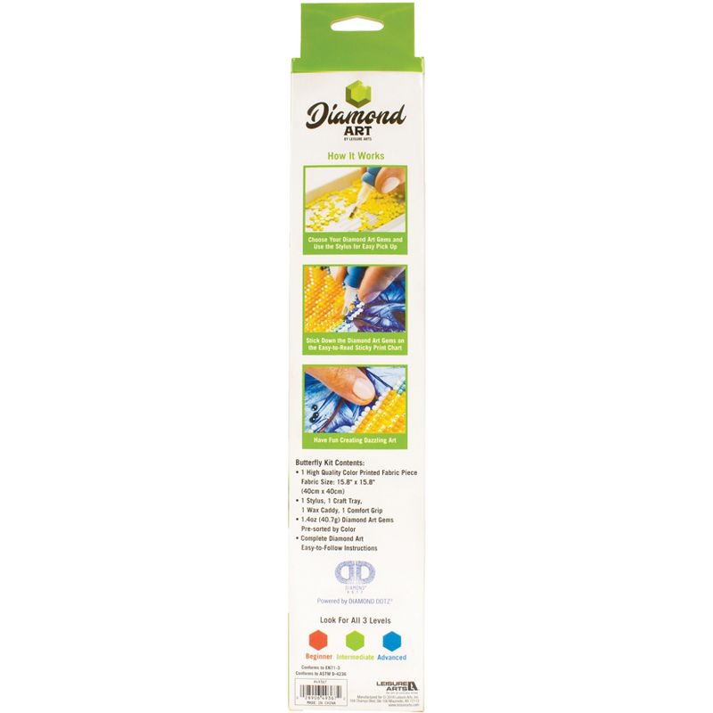 Leisure Arts Diamond Art Intermediate Kit 12"X12"-Butterfly