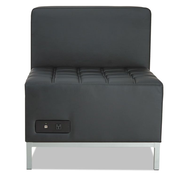 Alera QUB Series Powered Armless L Sectional, 26 3/8 x 26 3/8 x 30 1/2, Black QB8116P