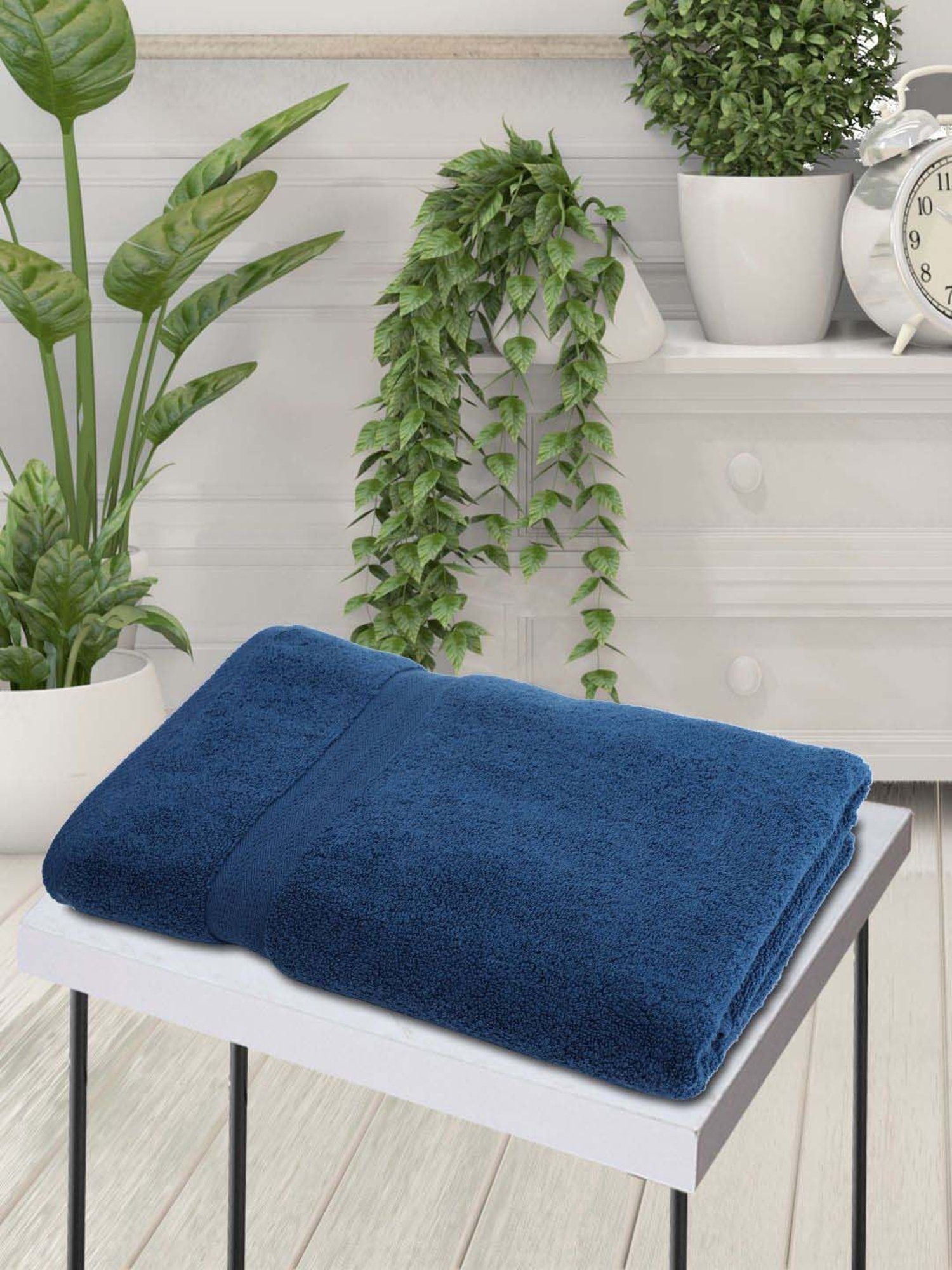 BIANCA Zero-Twist 100% Cotton Ultra-Fluffy Towels -1pc Bath Towel (paradiso) solid-navy