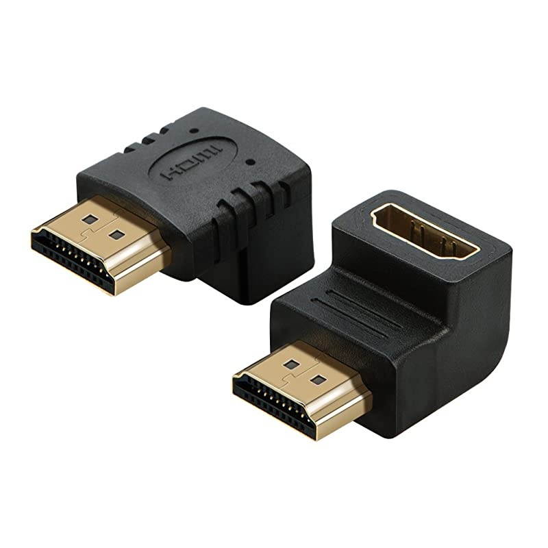 HDMI Male to Female Adapter 2 Pack 90 and 270 Degree Upward Angle HDMI to HDMI Converter 4K 3D HDMI Extender for RokuPS3PS4Fire StickChromecast Nintendo SwitchHDTVLaptopXbox