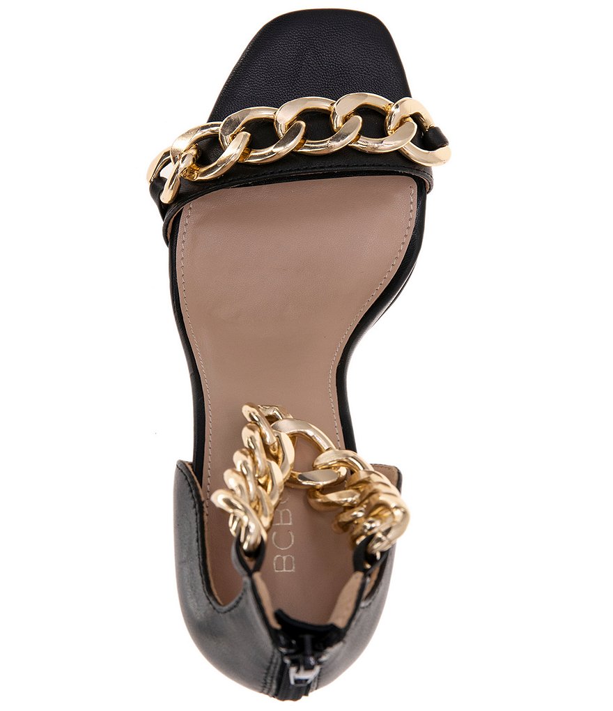 BCBGeneration Isinna Leather Chain Straps Square Toe Dress Sandals