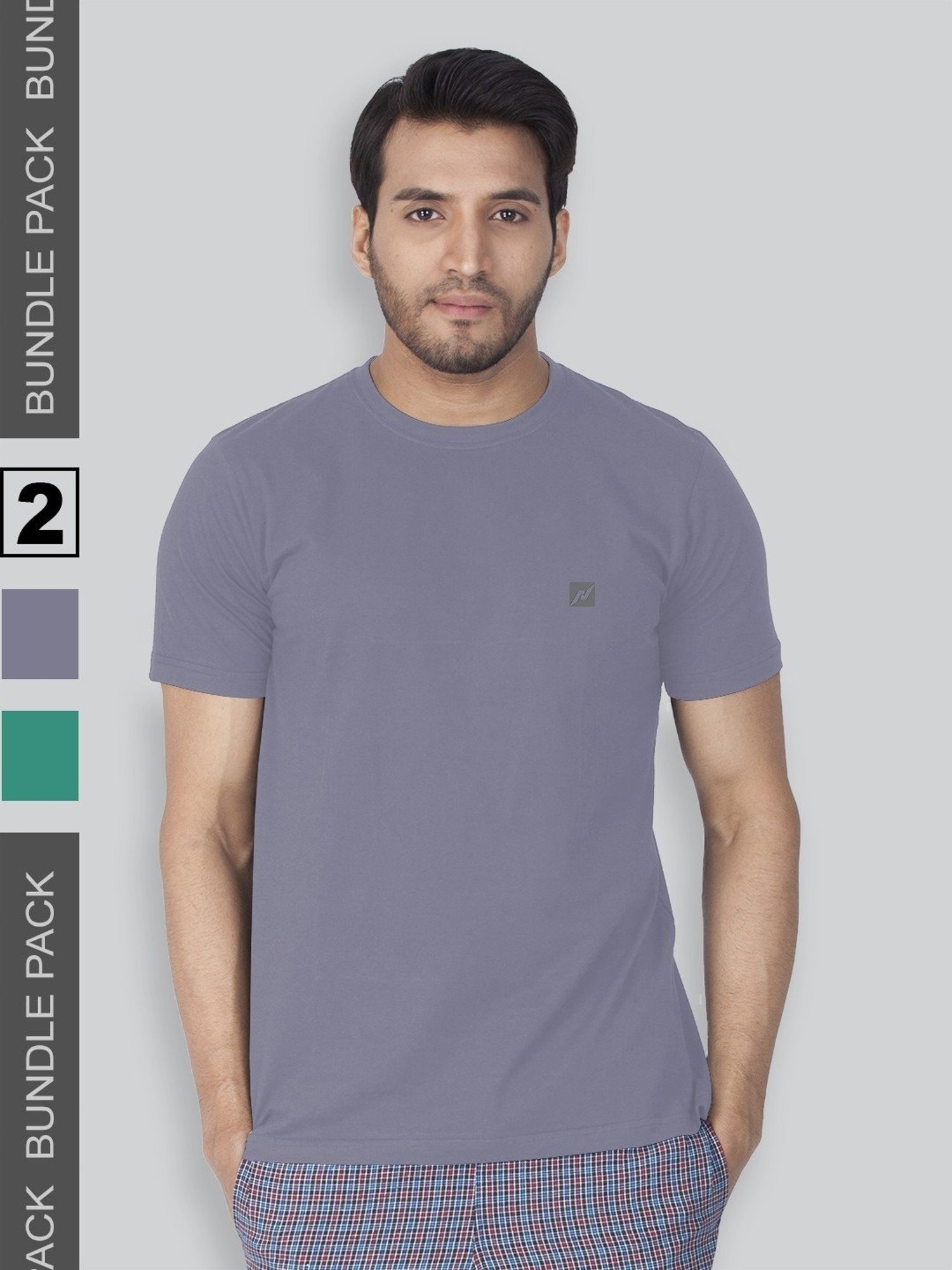 Lux Nitro Purple & Sea Green Regular Fit T-Shirt Pack of - 2