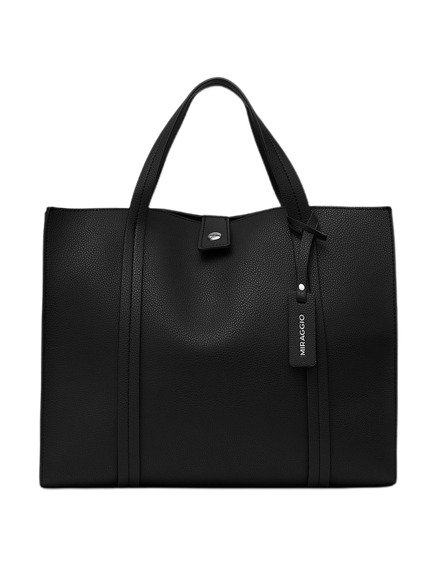 Miraggio Black Textured Medium Tote Handbag