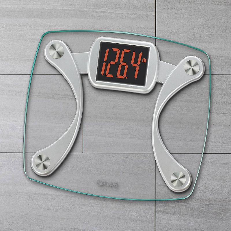 Digital Glass Stainless Steel Bathroom Scale Clear/Silver - Taylor