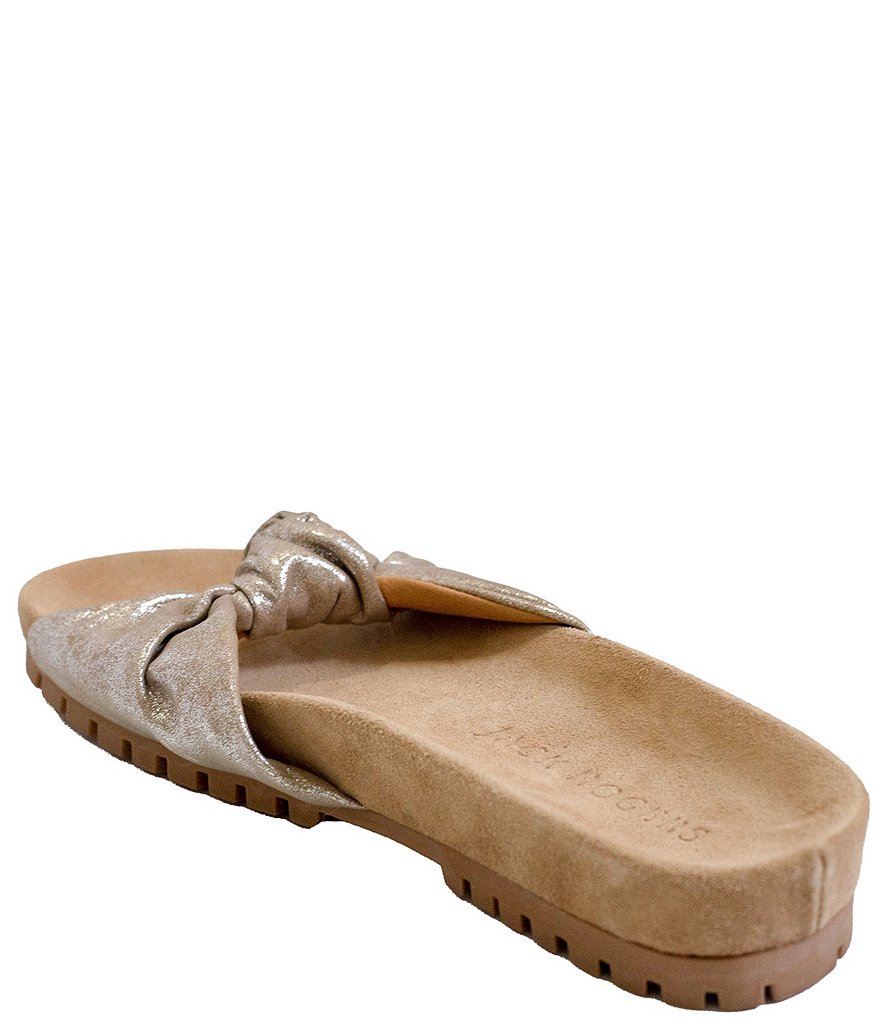 Jack Rogers Phoebe Knotted Metallic Leather Lug Sole Comfort Slides