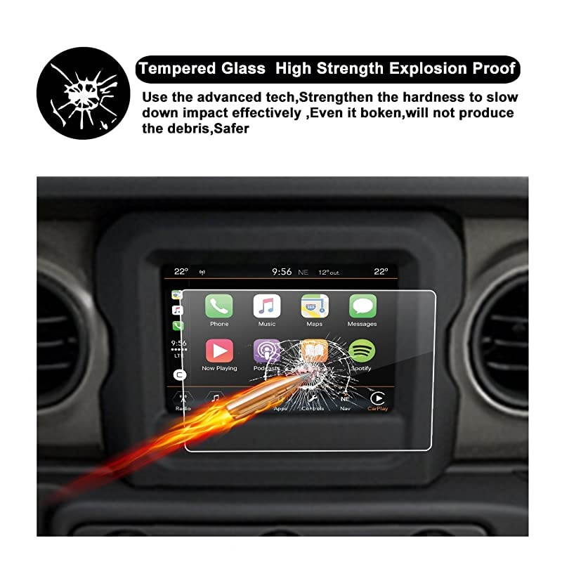 2018 2019 2020 Wrangler JL Uconnect Touch Screen Protector  HD Clear TEMPERED GLASS Protective Film Against Scratch High Clarity 7Inch